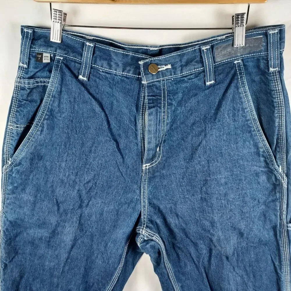Carhartt FR Work Jeans 32x32 Flame Resistant Denim Pants CAT2 NFPA2112 Blue Deni